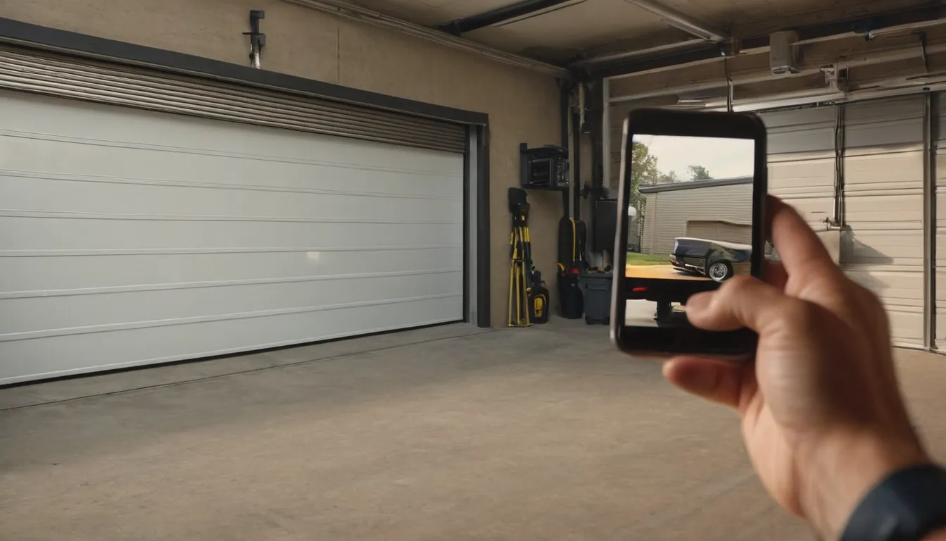 A homeowner taking photos of a garage door track before asking for estimates
