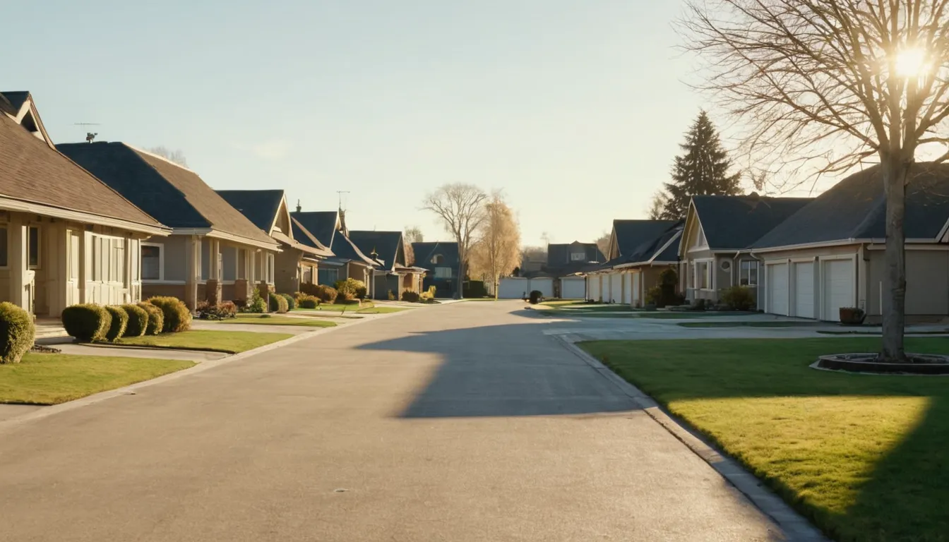 A quiet the St. Paul area neighborhood with homes and attached garages
